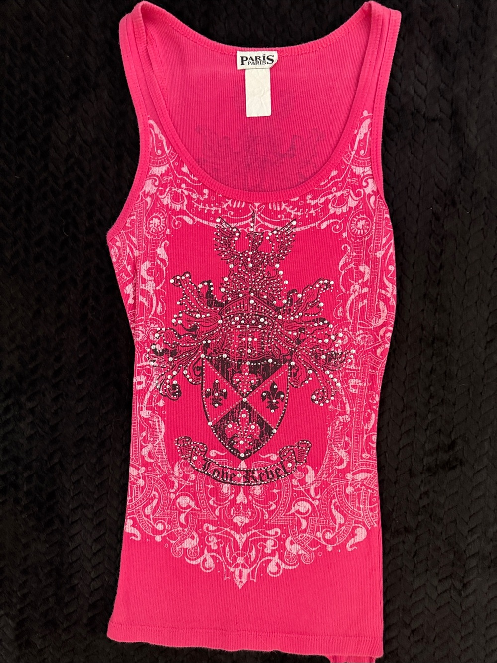 Aris Hot Pink Rhinestone Crest Tank